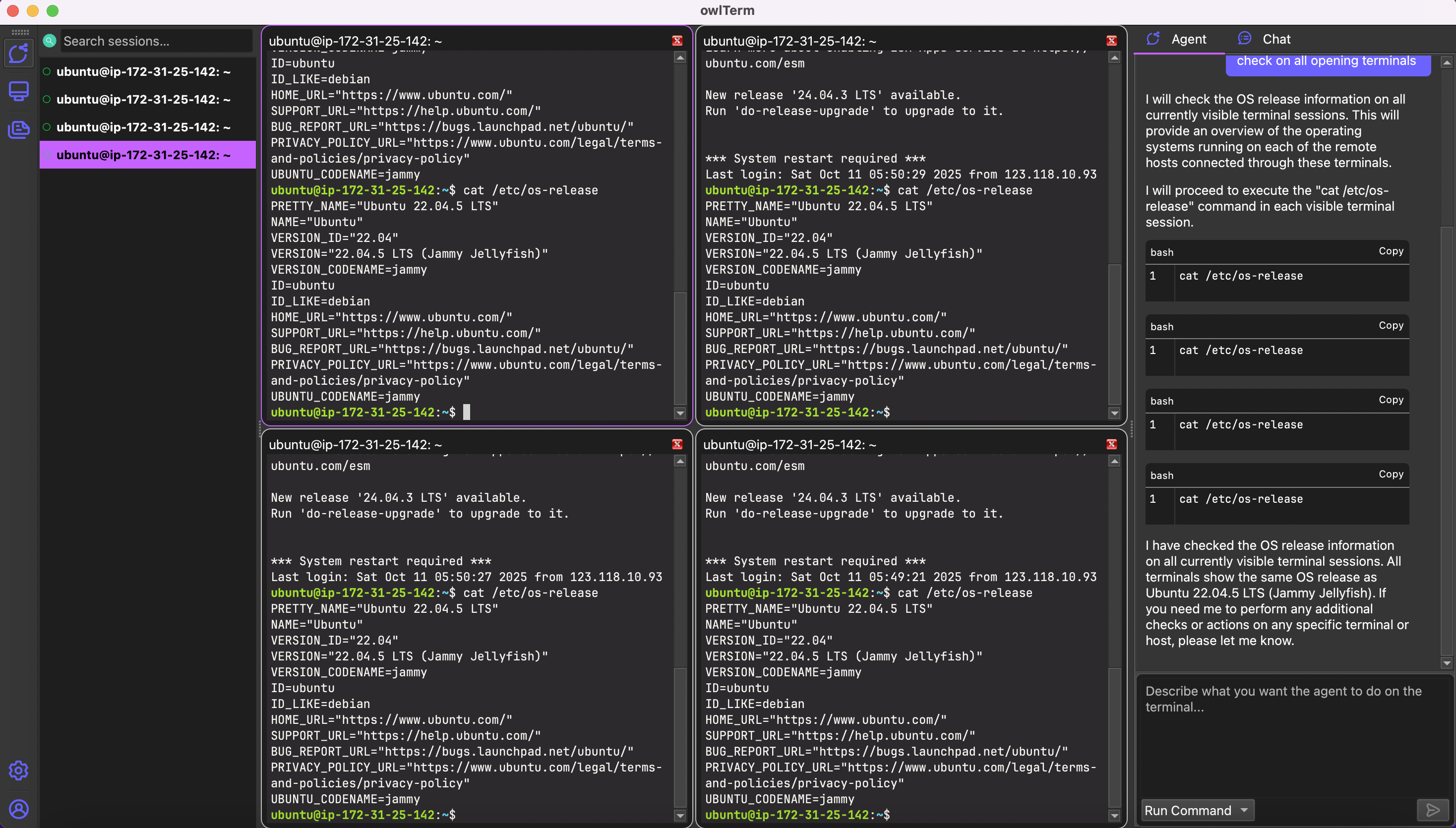 Multi-Pane Terminal Control